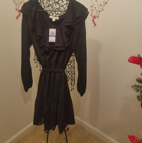 MICHAEL KORS New BLACK RUFFLE DRESS - Picture 3 of 6
